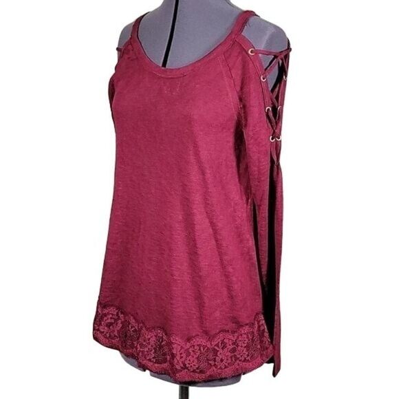 Maurices Burgundy Long Sleeve Top Sz S - Picture 1 of 7